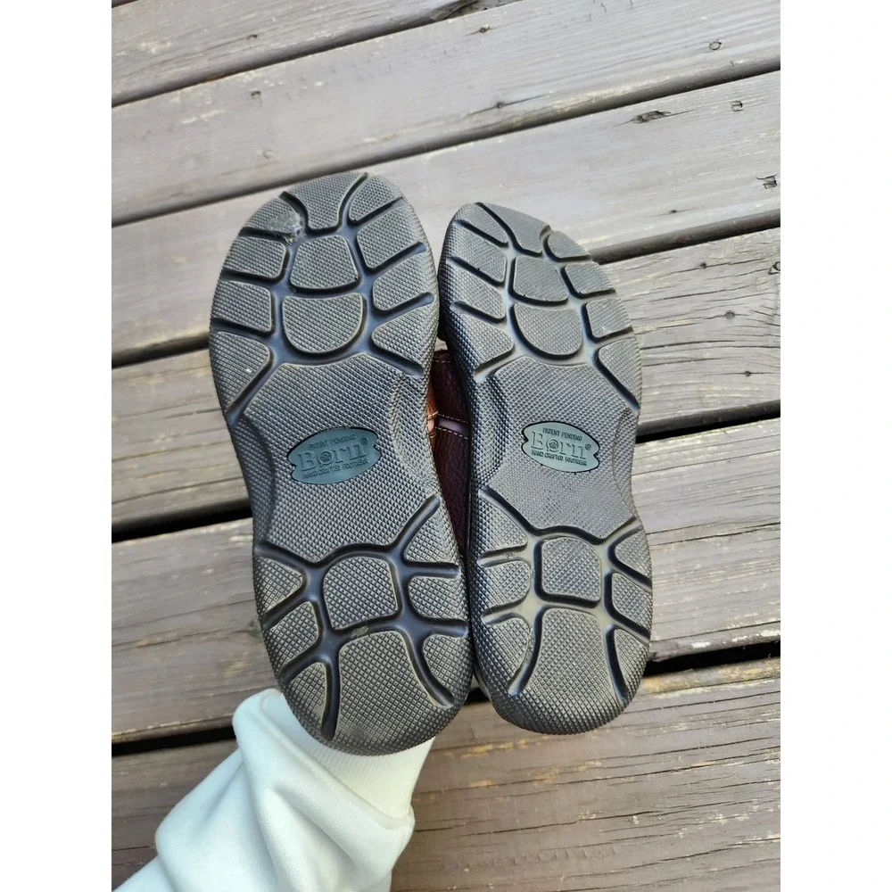 Born‎ Leather Slide Sandals Brown Buckle Strap Hand Crafted Mens 10 EU 42 W6032